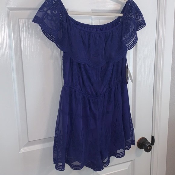💠NWT Lace overlay Alter’d State romper - royal/purple - Picture 1 of 7